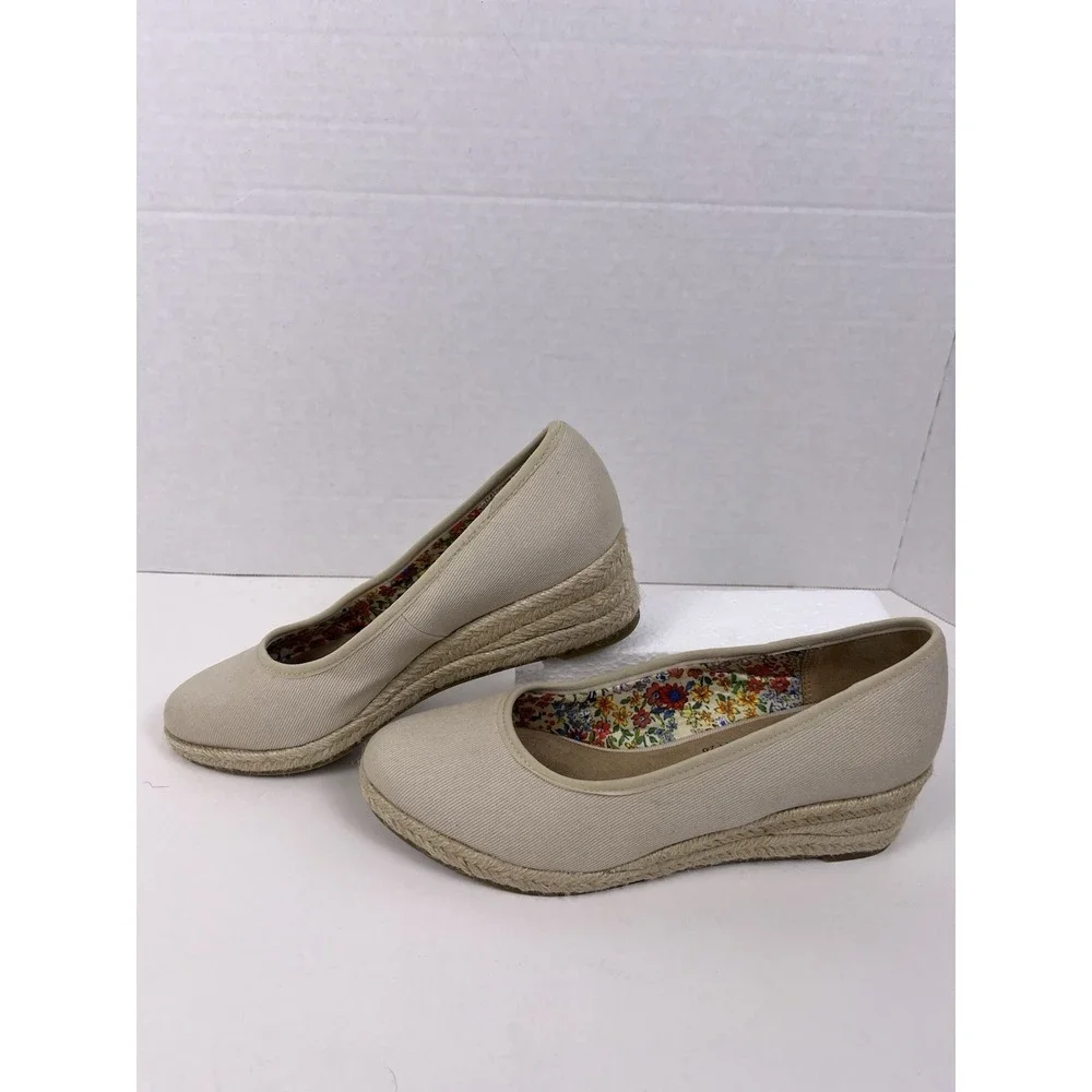 LifeStride Women's Karma Loafer Espadrille Wedges Almond‎ Toe Jute Wrap Sz 5.5